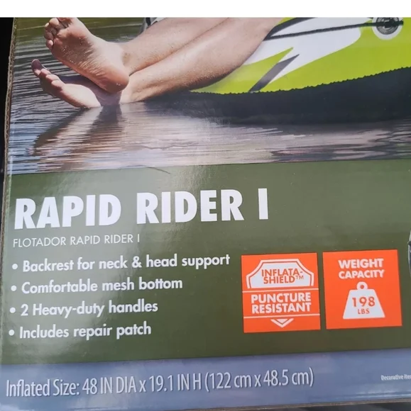 Ozark Trail Rapid Rider I Inflatable River Tube w/Backrest Handles Cupholder NEW - Picture 2 of 3